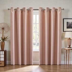 2 Rodeo Home Blackout Curtain Panels Lt Pink Grommet Style Polyester Linen Look